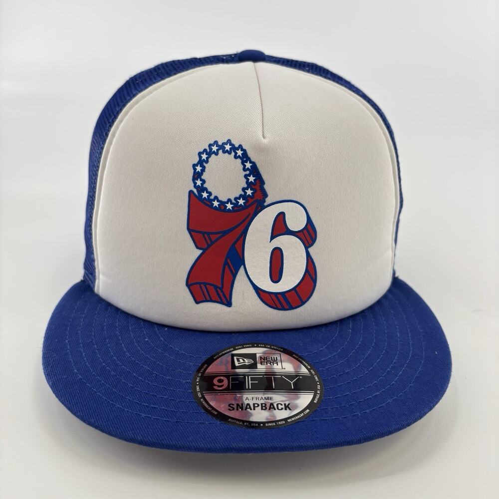 Men's New Era White/Royal Philadelphia 76ers Court Sport Foam A-Frame 9FORTY